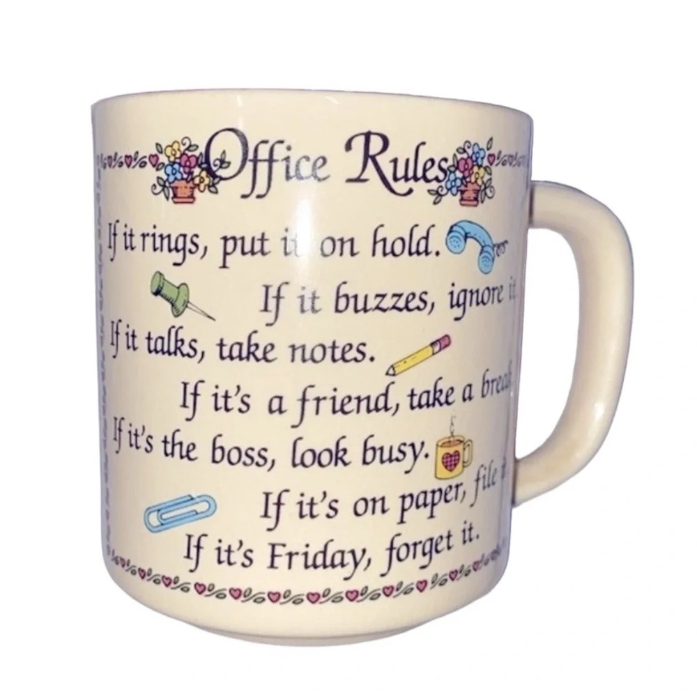 Vintage office rules coffee mug